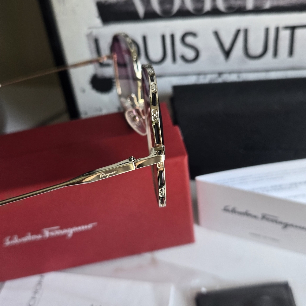 Salvatore Ferragamo Radiant Violet Women Rose Gold Ivory Sunglasses - Picture 7 of 12